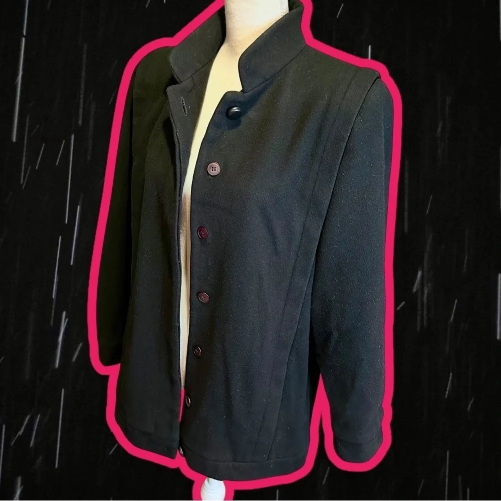 Mackintosh Vintage 100% Pure Wool Black Button-Down Long-Sleeve Pea Coat Size 8